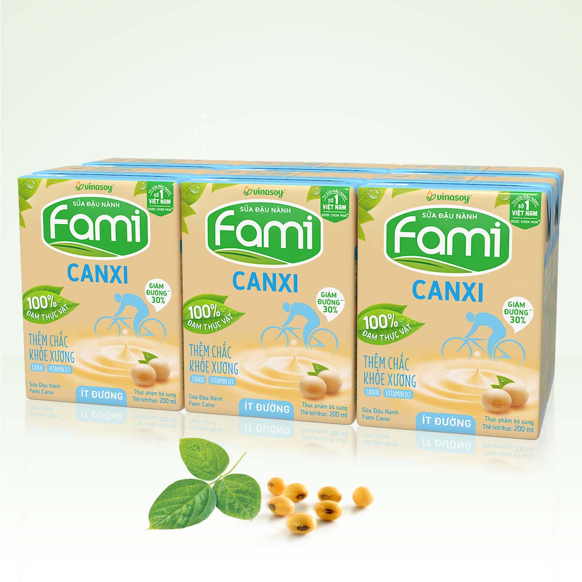 Thùng Sữa đậu nành Fami Canxi ít đường (200ml x 36 Hộp)