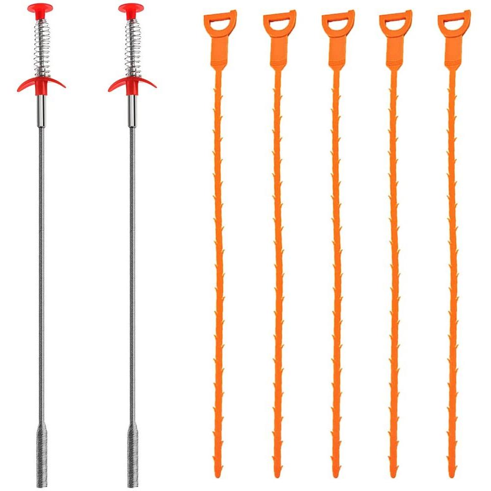 20 Inch 7 Chiếc Cống Thoát Nước Làm Tắc Bộ Dụng Cụ Vệ Sinh Làm Sạch Móc Tóc Vệ Sinh Bộ Dụng Cụ Vệ Sinh Nhà Vệ Sinh