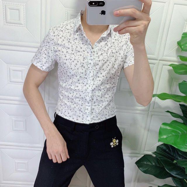 Áo sơ mi nam ngắn tay hoa nhí TM