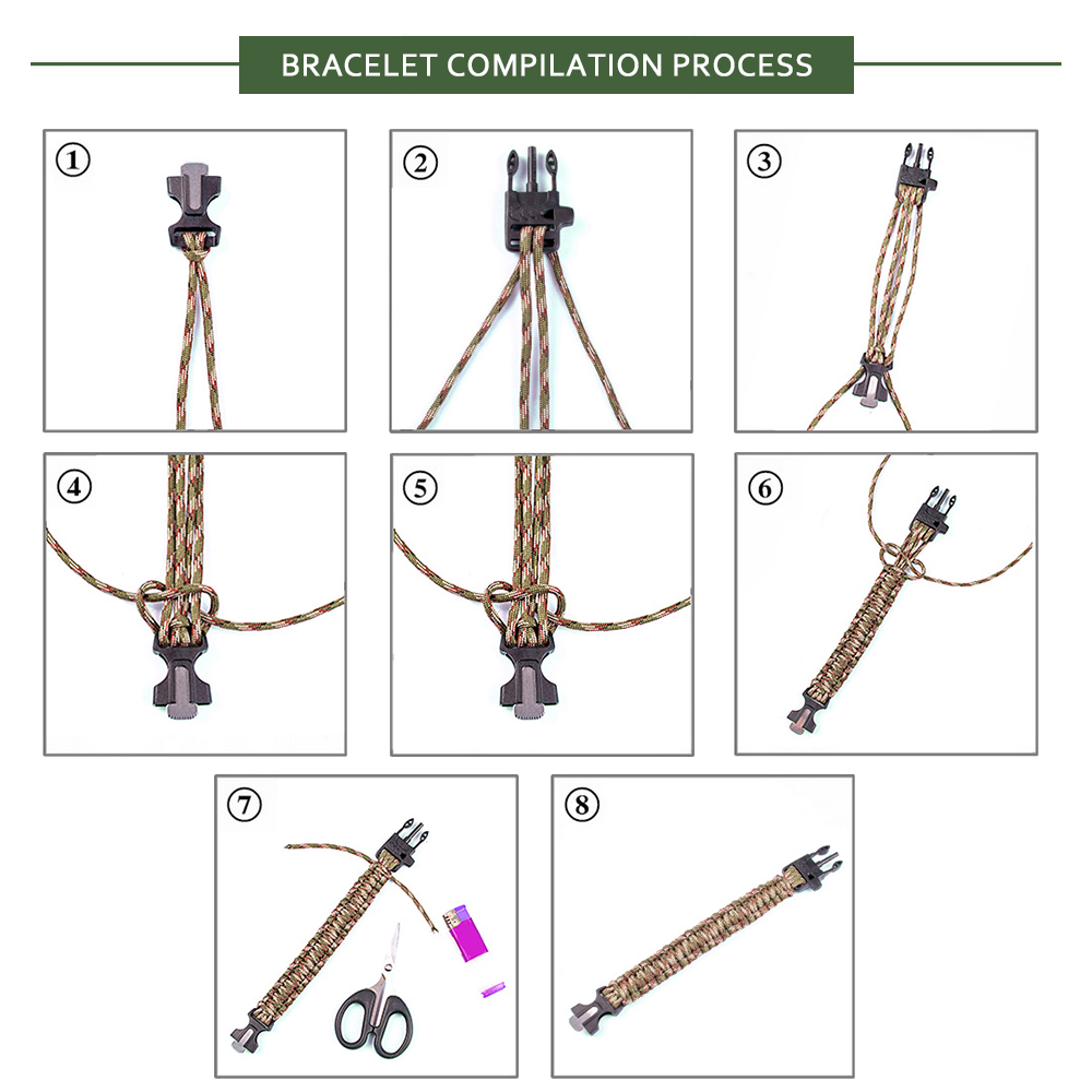 Đồng Hồ Thể Thao Kỹ Thuật Số Chống Thấm Nước Sinh Tồn Khẩn Cấp Với Paracord/Còi/Đánh Lửa