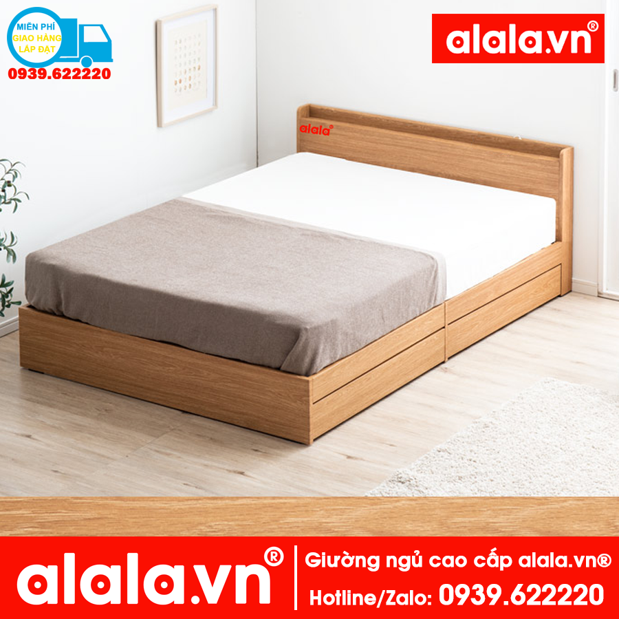 Giường ngủ ALALA (1mx2m) gỗ HMR chống nước - www.ALALA.vn® - Za.lo: 0939.622220