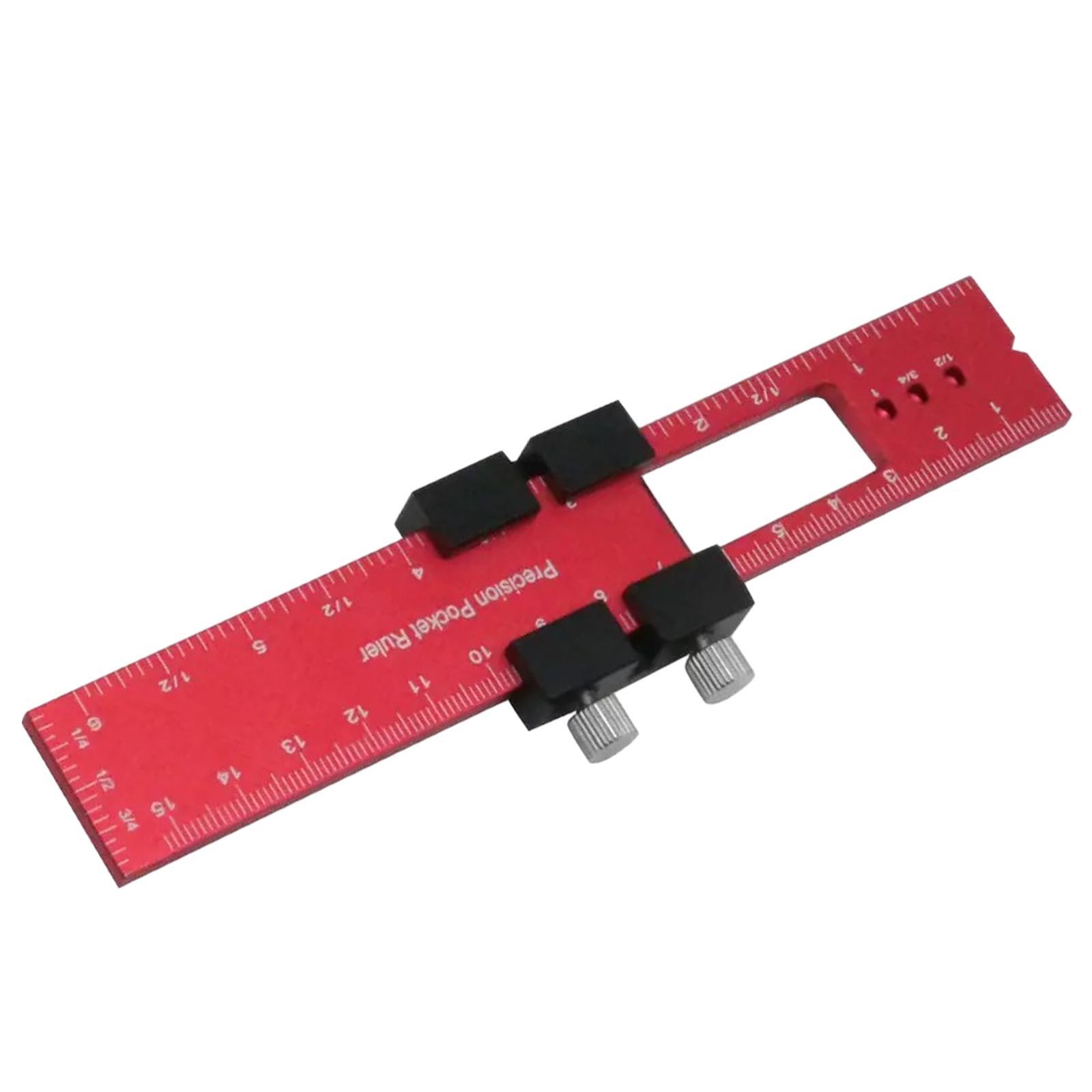 Woodworking Ruler Portable 45 90 Degree Angle Marking Ruler Pocket Ruler Red