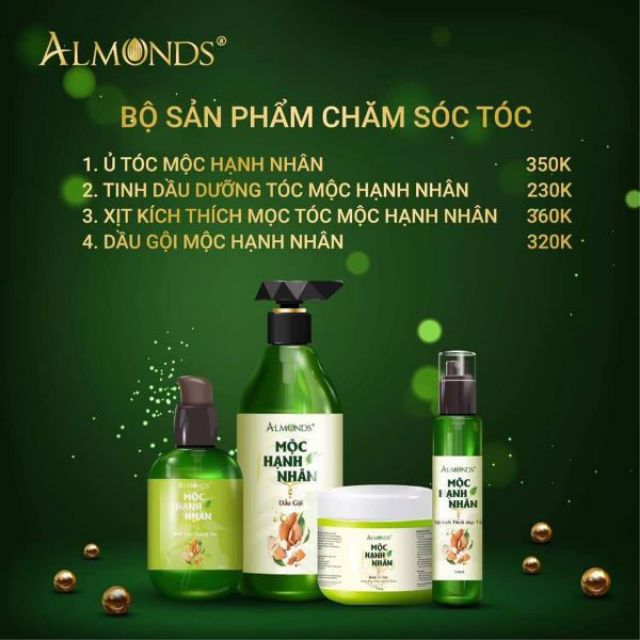 Serum dưỡng tóc mộc hạnh nhân Almonds- nuôi dưỡng và phục hồi tóc hư tổn gãy rụng- 50ml