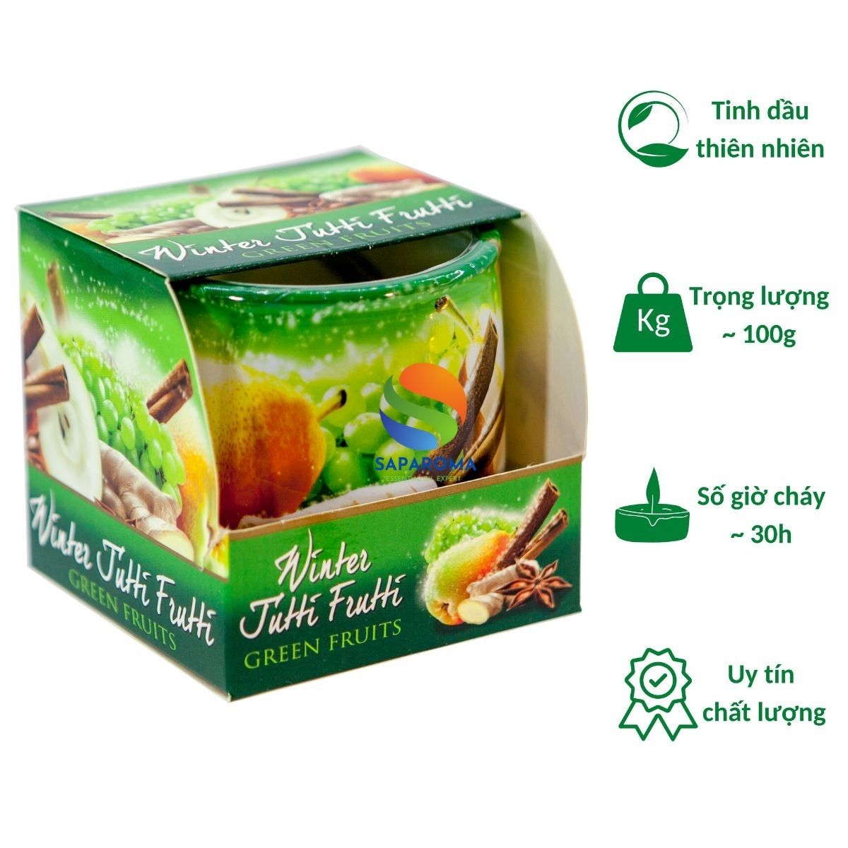 Combo 2 ly nến thơm tinh dầu Bartek Winter Jutti Frutti 100g - nho, quế, lựu, nến trang trí, thơm phòng, thư giãn, hỗ trợ khử mùi