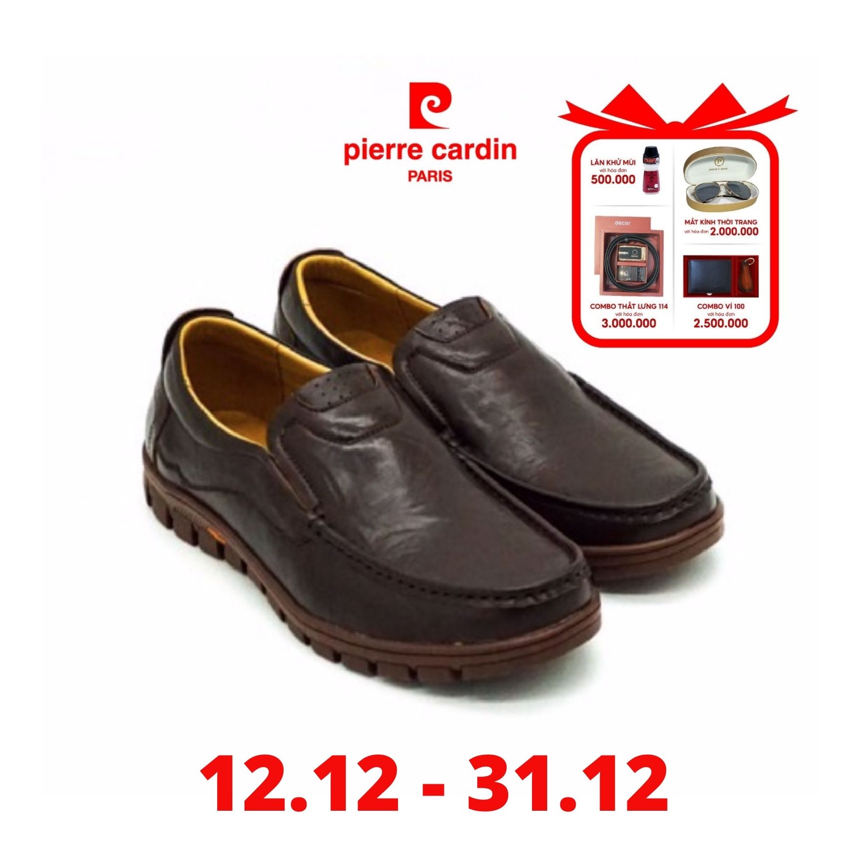 Giày da nam Pierre Cardin PCMFWLE 714 - màu nâu
