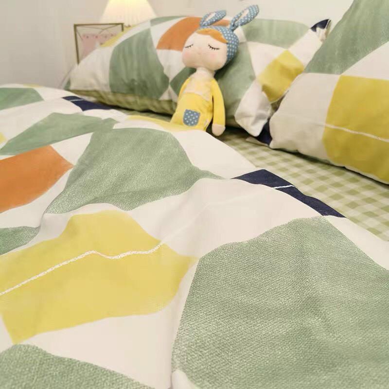 Bộ chăn ga gối Cotton poly M2T Bedding Hình khói ngũ sắc, vỏ chăn mền, drap nệm và 2 vỏ gối