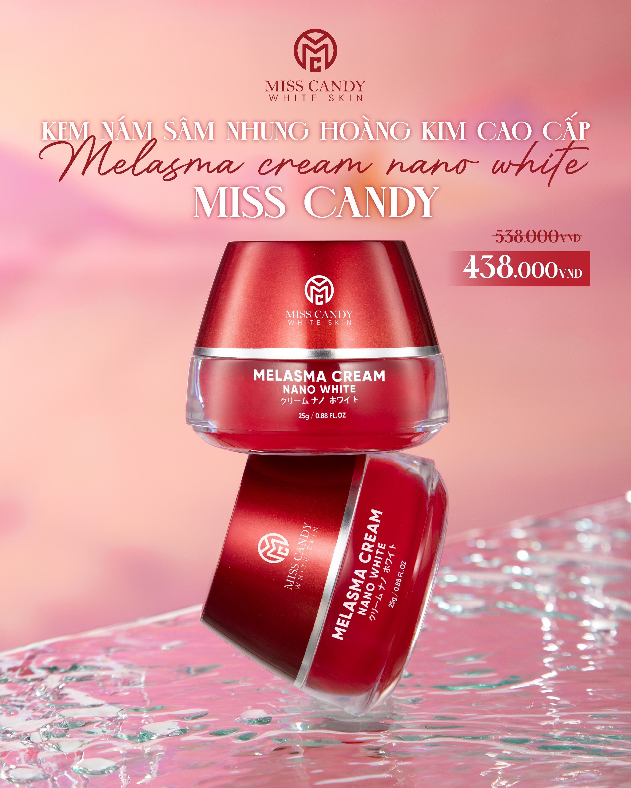 Combo 2 Kem Dưỡng Trắng Da Mờ Thâm Nám Sâm Nhung Hoàng Kim Cao Cấp Melasma Cream Nano White MISS CANDY 25g, Giúp Tái Tạo Da Bị Nhiễm Corticoid, Phục Hồi Làn Da Hư Tổn &amp; Làm Săn Chắc Da - Gia Tuệ House