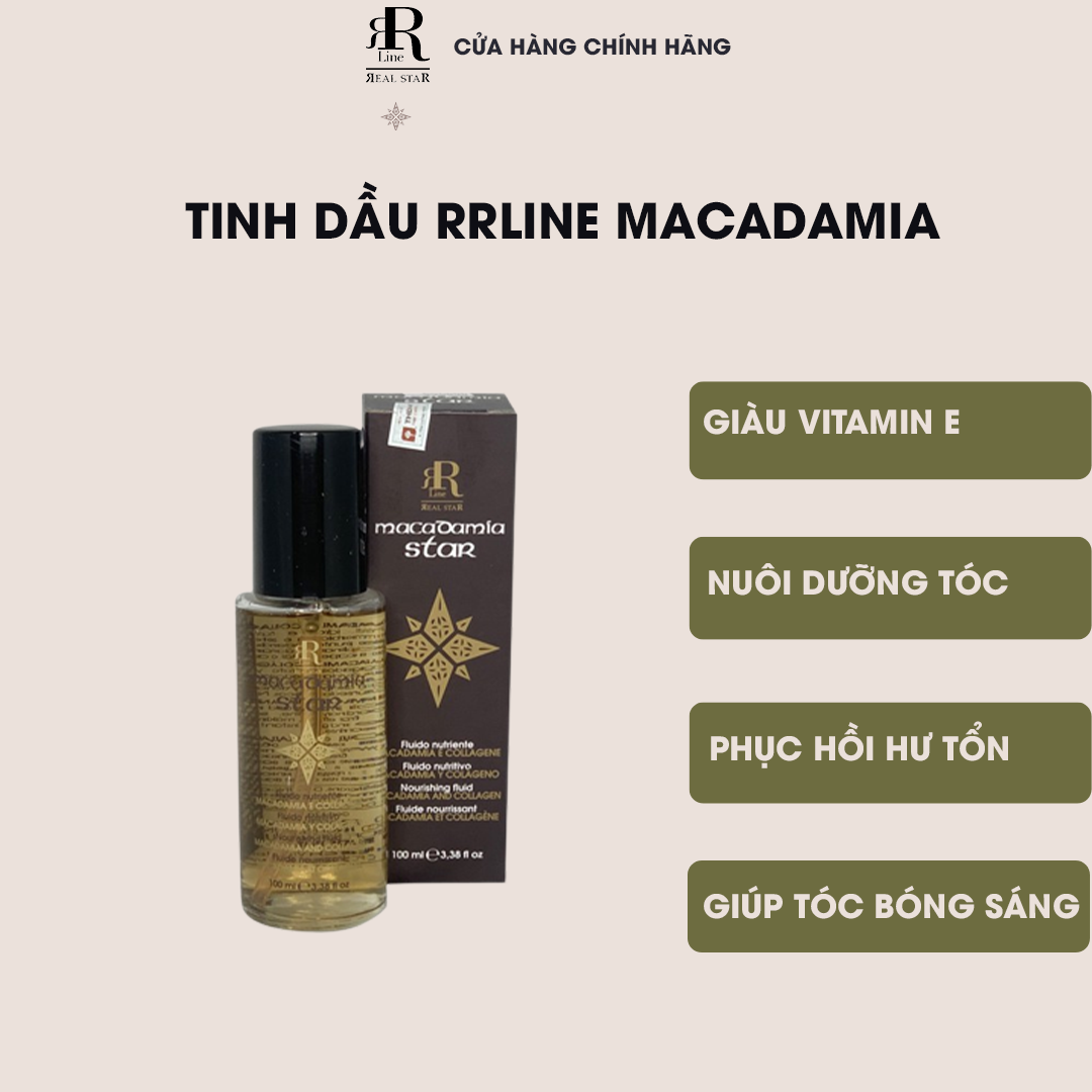 Tinh dầu phục hồi tóc hư tổn RRline Macadamia Star Fluid Collagen 100ml