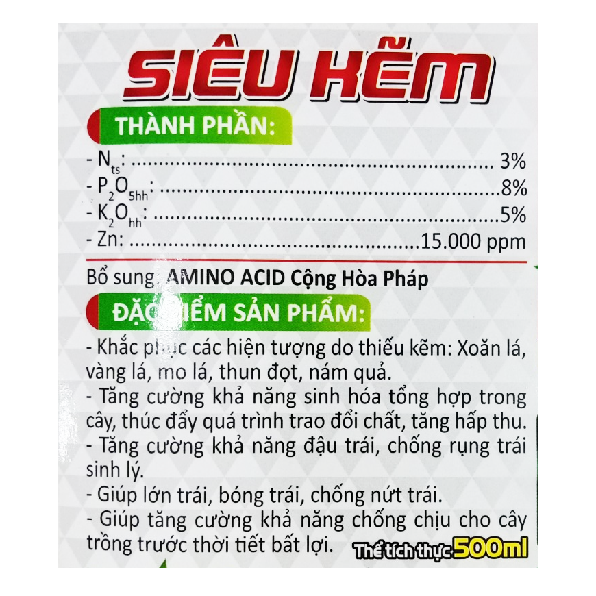 Phân bón VIGAMI ZINSUPER siêu kẽm 500ML