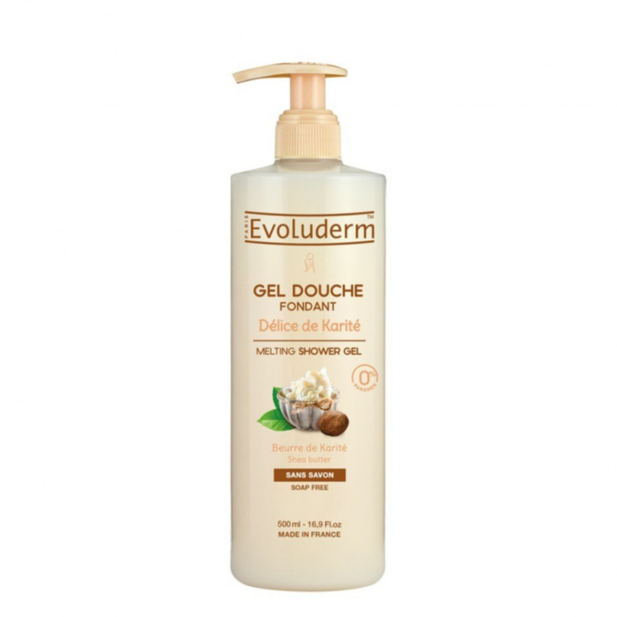 Gel tắm dưỡng ẩm Bơ Hạt Mỡ Gel Douche Karite Evoluderm 500ml - 17302