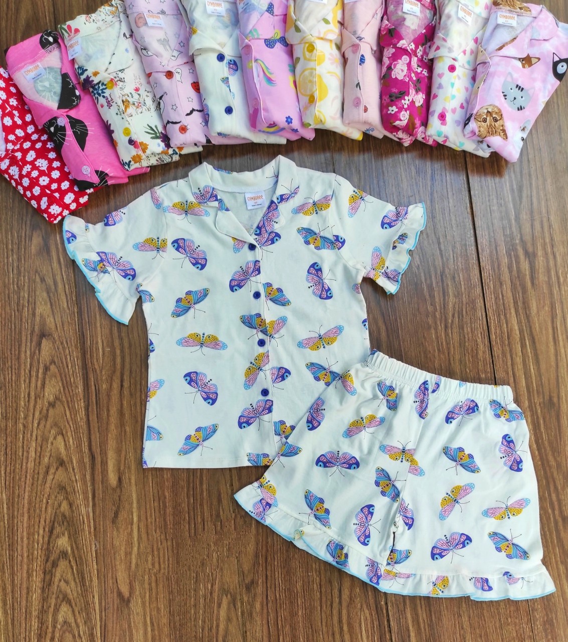 Đồ bộ bé gái, bộ pijama ngắn tay cho bé gái size 18-35kg chất cotton mềm mát