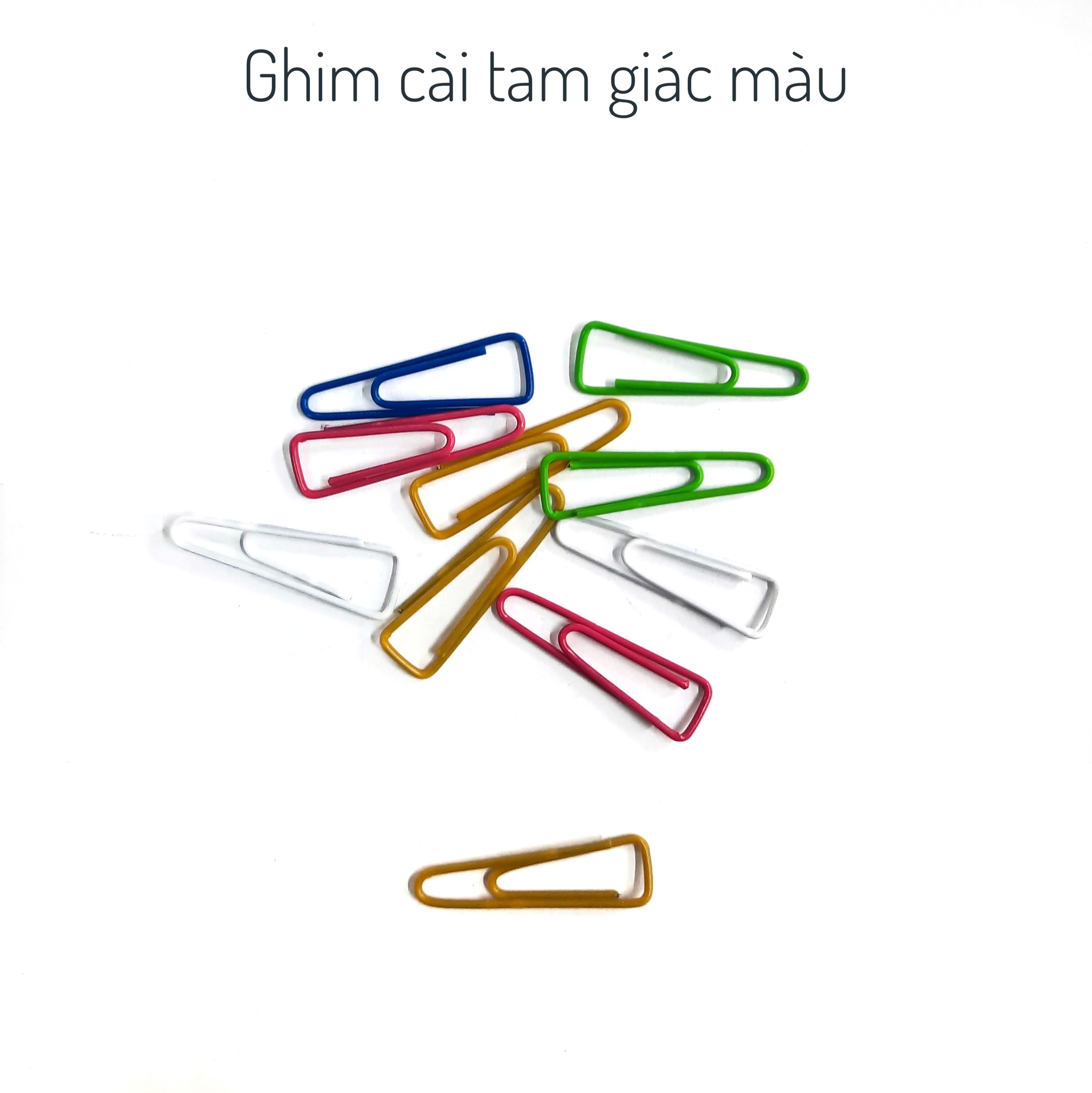 Ghim cài,kẹp tài liệu tam giác màu (1 bịch 20 túi).