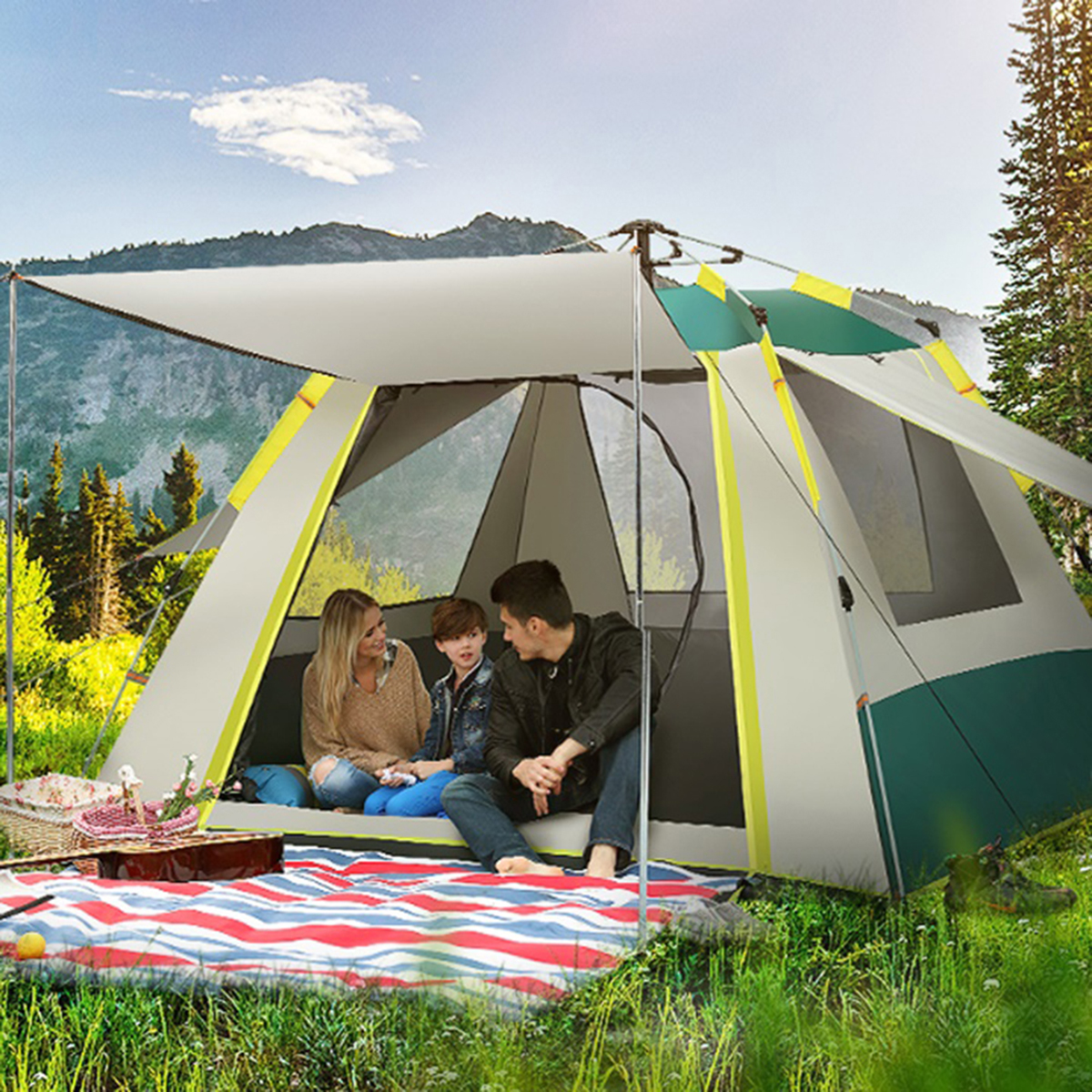 Lều du lịch di động cắm trại dã ngoại khung bằng FRP chống ăn mòn chất liệu vải chống nóng chống thấmTXZ-085 được thiết kế nhỏ gọn khi đi du lịch, picnic