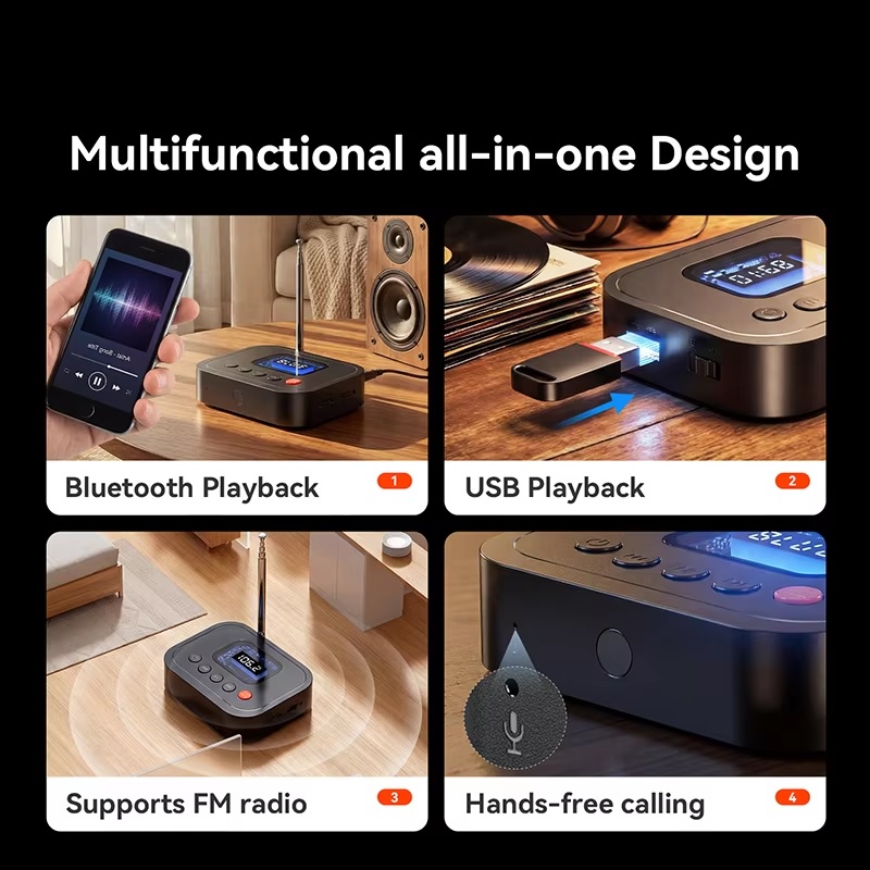 Bộ Thu Âm Thanh Bluetooth 6.0 M3R (2 trong 1) – Tích Hợp Đài FM, Màn Hình LCD &amp; Đa Cổng Kết Nối - Hàng Nhập Khẩu