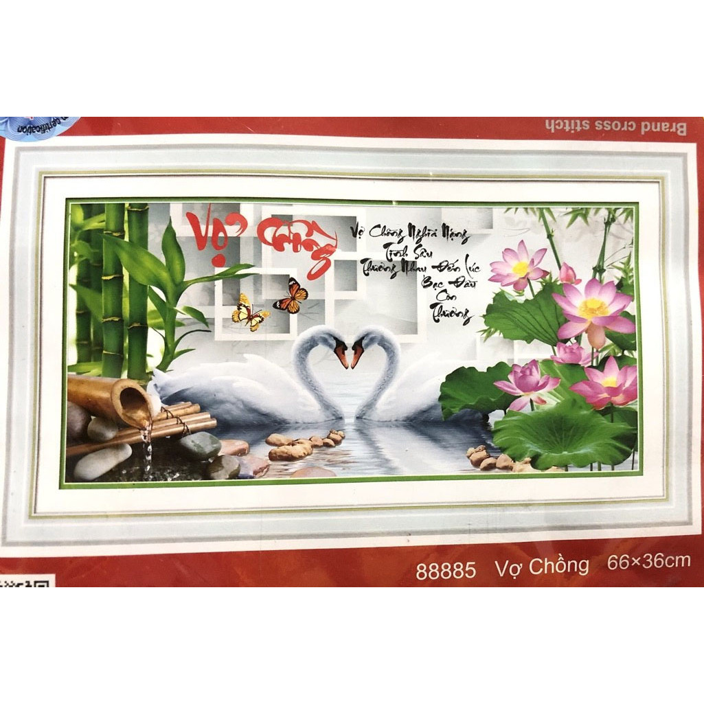 tranh thêu chữ thập Vợ chồng 66x36cm - chưa thêu