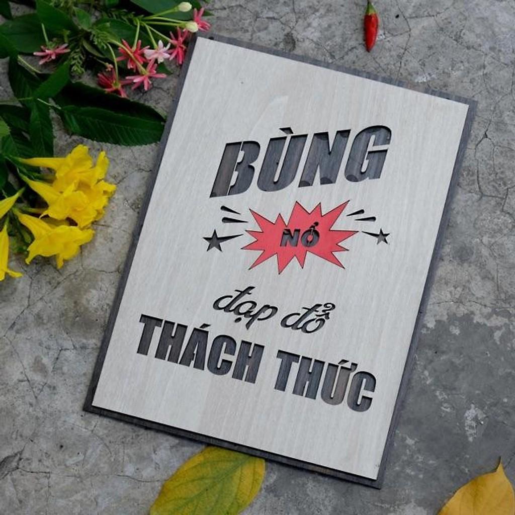 Tranh truyền cảm hứng bằng gỗ cao cấp TBIG019 treo tường trang trí quán trà sữa. Bùng nổ đạp đổ