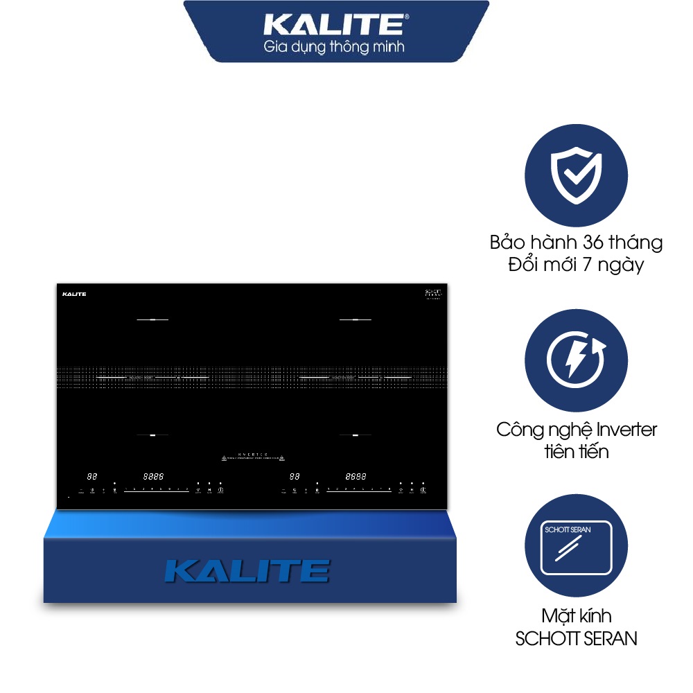 Bếp từ đôi Kalite KL 3900, công suất 4400W, mặt kính Schott Seran chuẩn Đức, công nghệ inverter tiết kiệm điện, thân làm bằng thép không gỉ, nhập khẩu Thái Lan, hàng chính hãng