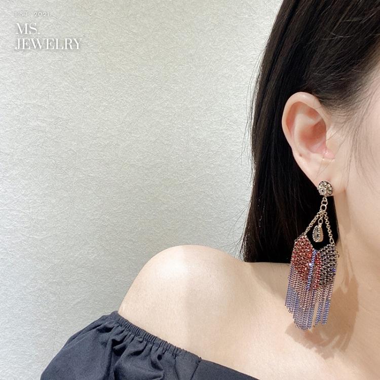 Khuyên Tai Dài Handmade Ms Jewelry Bạc S925 Đính Đá Phong Cách Cổ Điển