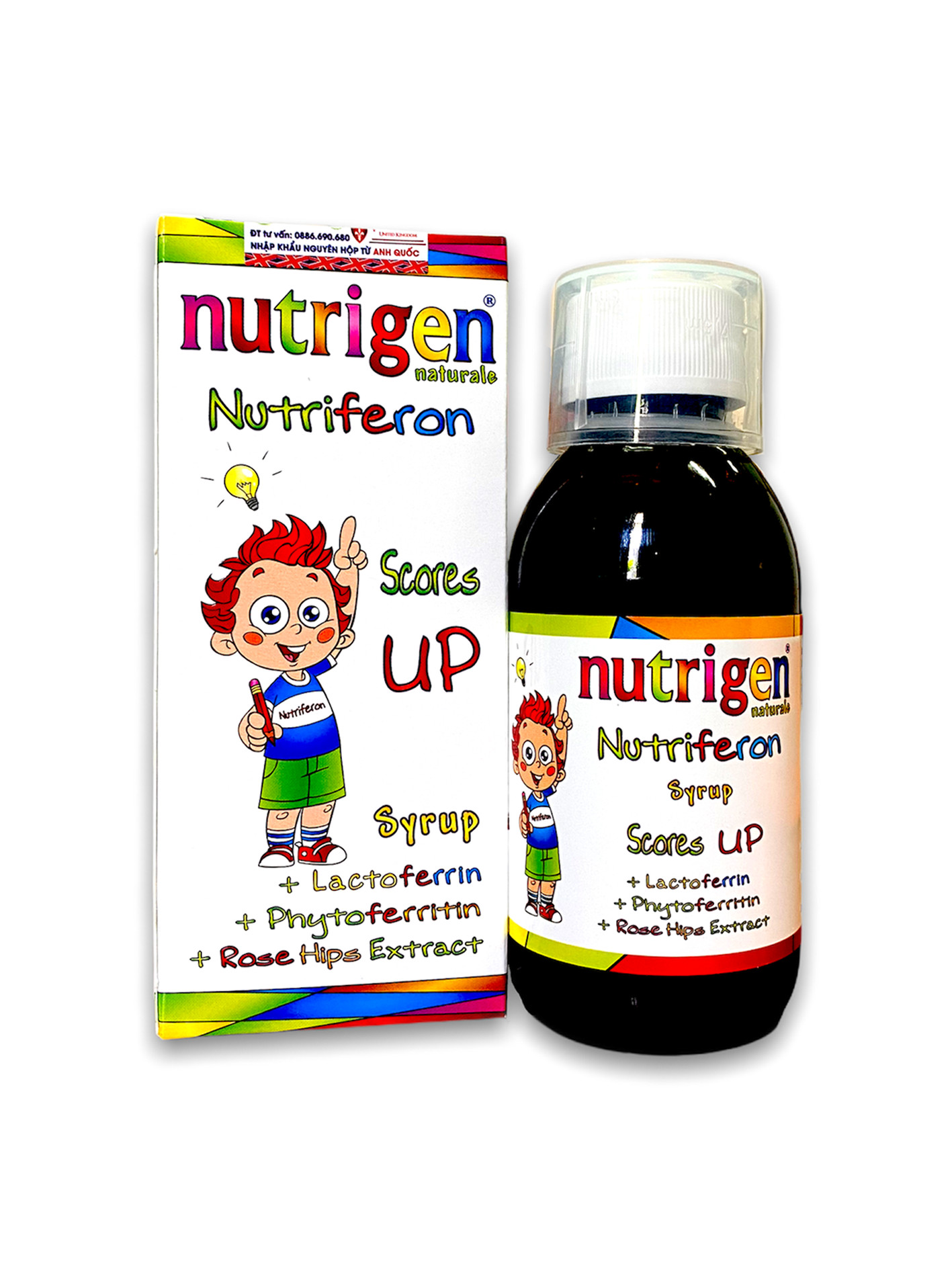 [MUA 1 TẶNG 1 XE ĐỒ CHƠI] KHI MUA 1 HỘP Nutrigen Naturale Nutriferon - Siro Bổ Sung Sắt, Lactoferrin Cho Trẻ Xanh Xao, Gầy Còm