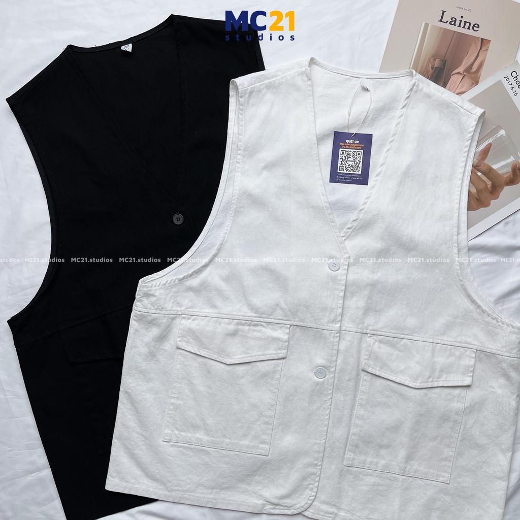Áo gile kaki MC21.STUDIOS oversize Unisex form rộng nam nữ Ulzzang Streetwear Hàn Quốc vải xịn mềm A3201