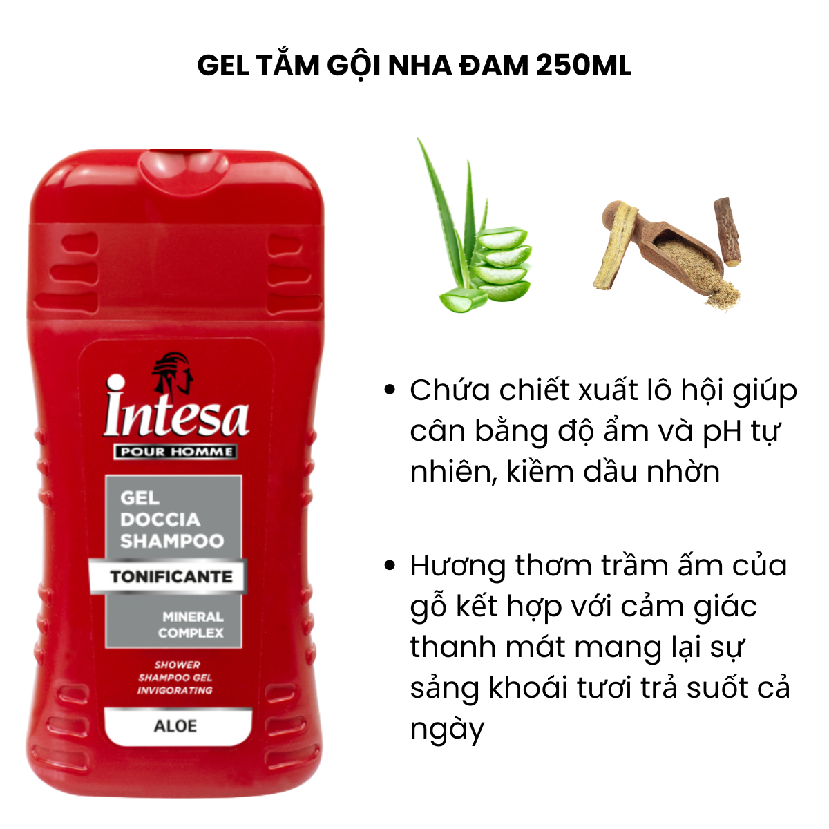 Sữa Tắm Gội Dạng GEL 250ml Thương Hiệu Intesa Cao Cấp Từ Ý KÈM Dao Cạo Râu Hàn 2 Lưỡi