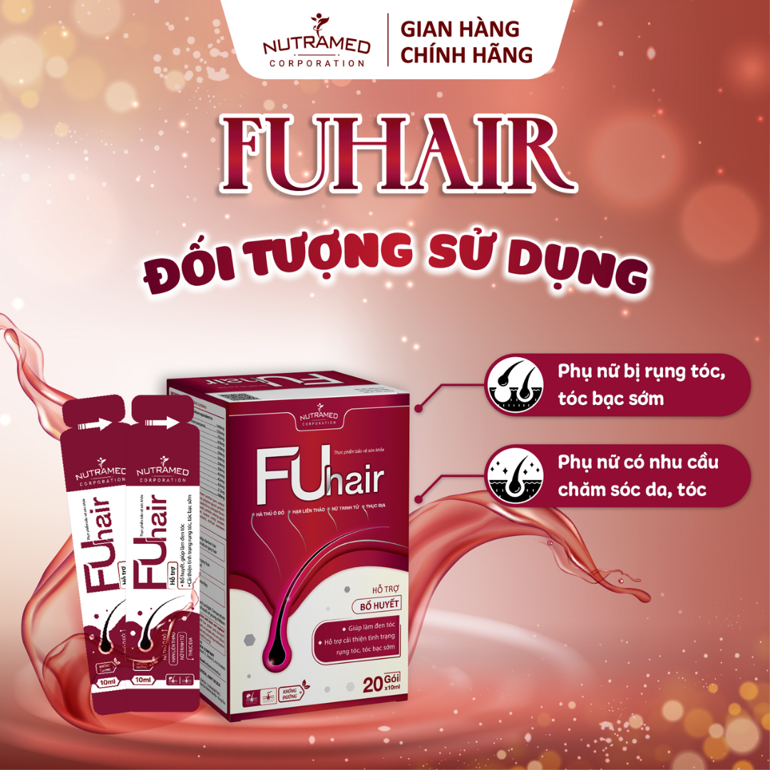 Gói uống Fuhair hỗ trợ bổ huyết, đen tóc, đẹp da cho phái đẹp (20 gói) - Nutramed