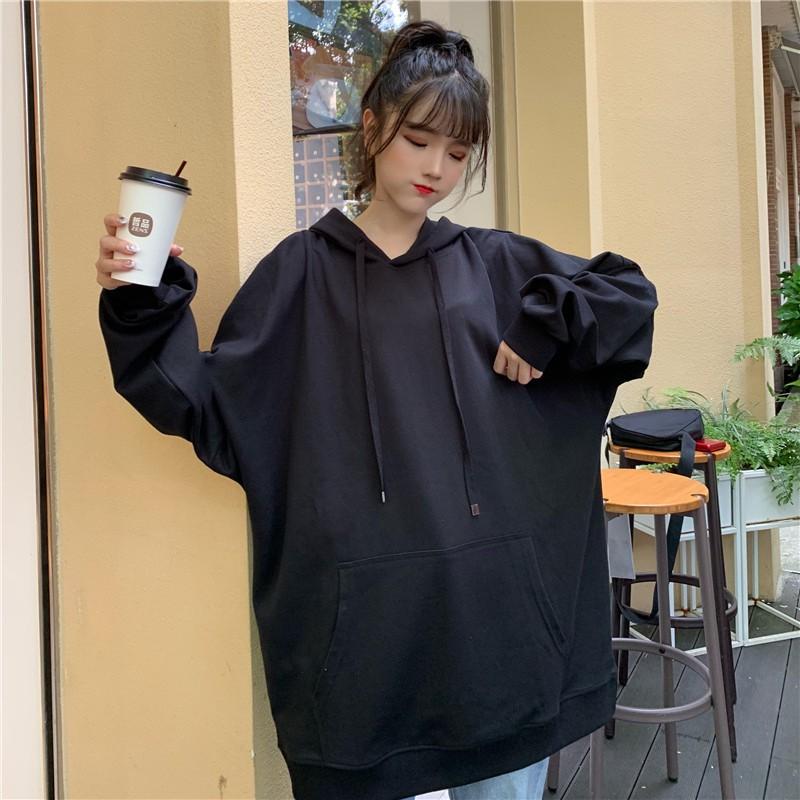 Áo HOODIE Basic Trơn Unisex , Áo Nỉ Bông Trơn Đen