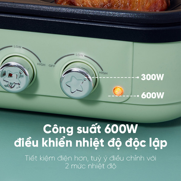 Nồi lẩu nướng điện đa năng mini 2in1 SAMONO SW-MCG1L - Hàng chính hãng