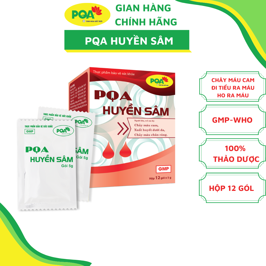 Cốm Huyền Sâm PQA Giúp Tăng Tính Bền Thành Mạch, Thanh Nhiệt Lương Huyết Dùng Cho Đối Tượng Chảy Máu Cam Hộp 12 Gói
