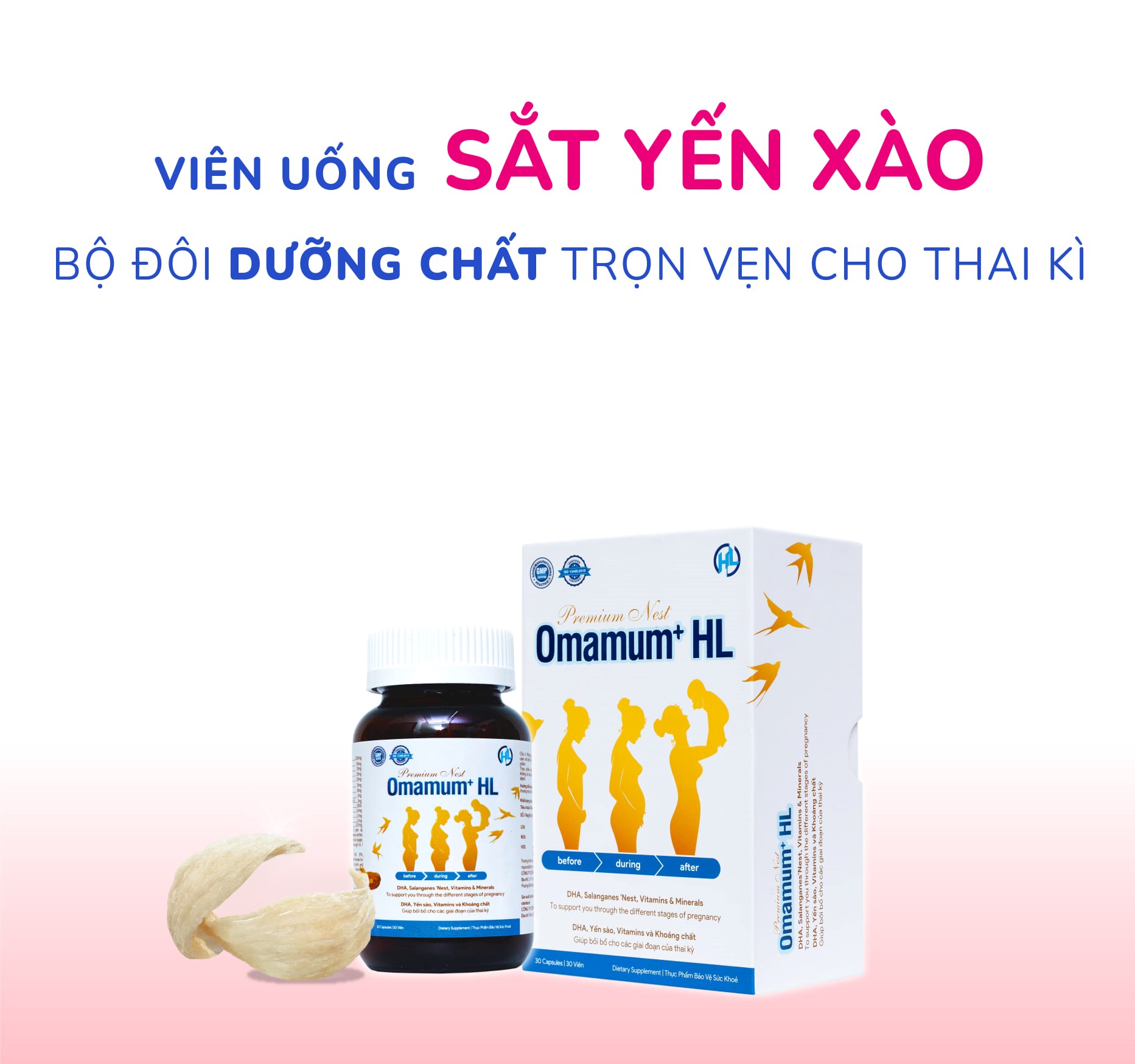 Viên Uống Bổ Bầu Bổ Sung DHA Và Sắt Yến Sào Lọ 30 Viên