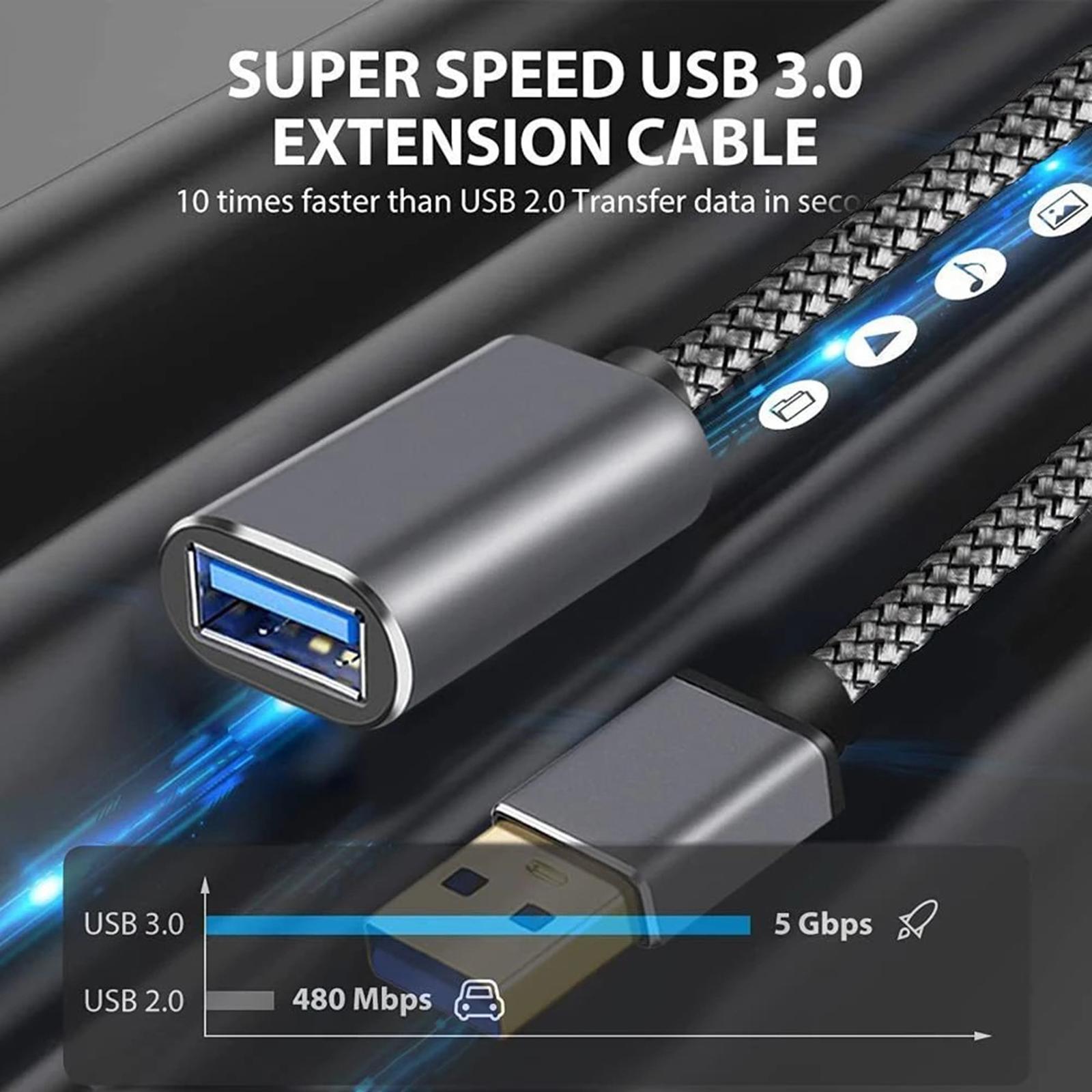 USB 3.0 Extension Cable Portable Extension Cord Durable Data Transfer
