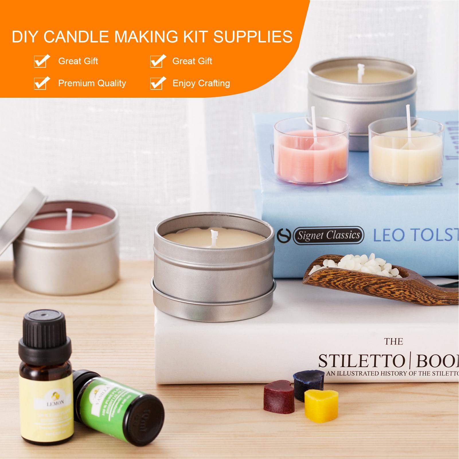 Bộ dụng cụ làm nến với đầy đủ dụng cụ bằng thép không gỉ, sáp ong, thuốc nhuộm