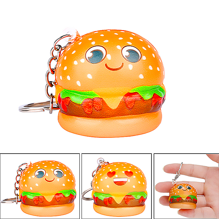 Squishy hambuger mini dạng móc khóa - Giao mặt burger ngẫu nhiên