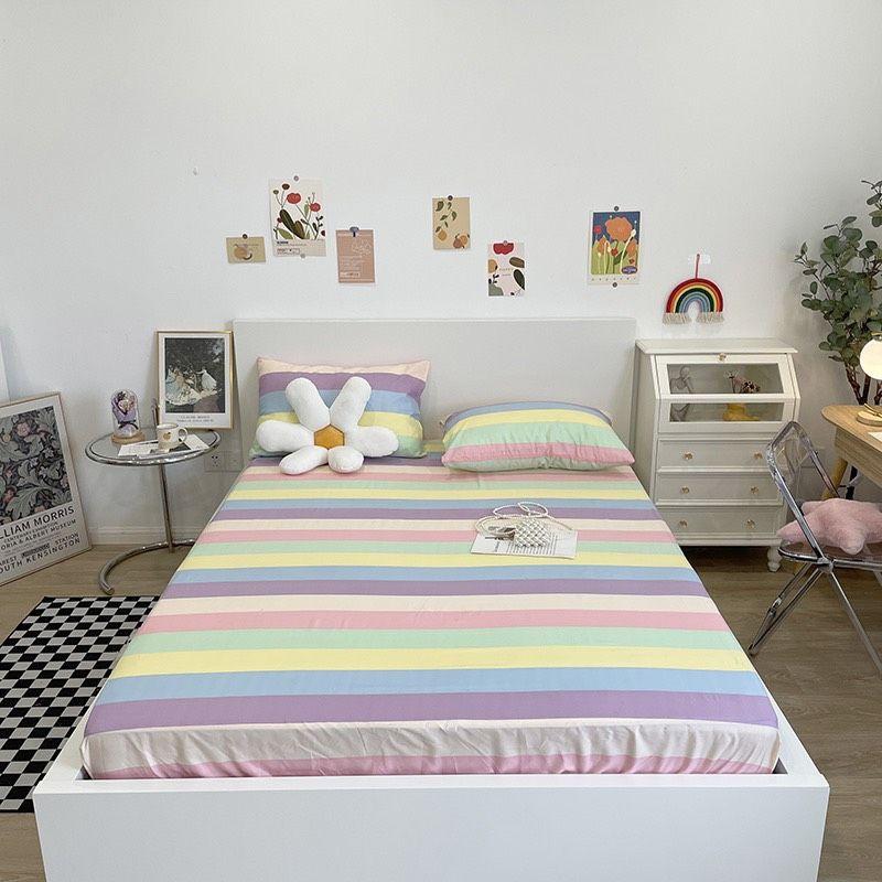 Set Bộ Ga Và 2 Vỏ Gối Cotton Poly Nhập Khẩu, Chất Vải Dày Dặn Không Bai Xù, Phong Cách Hàn Quốc