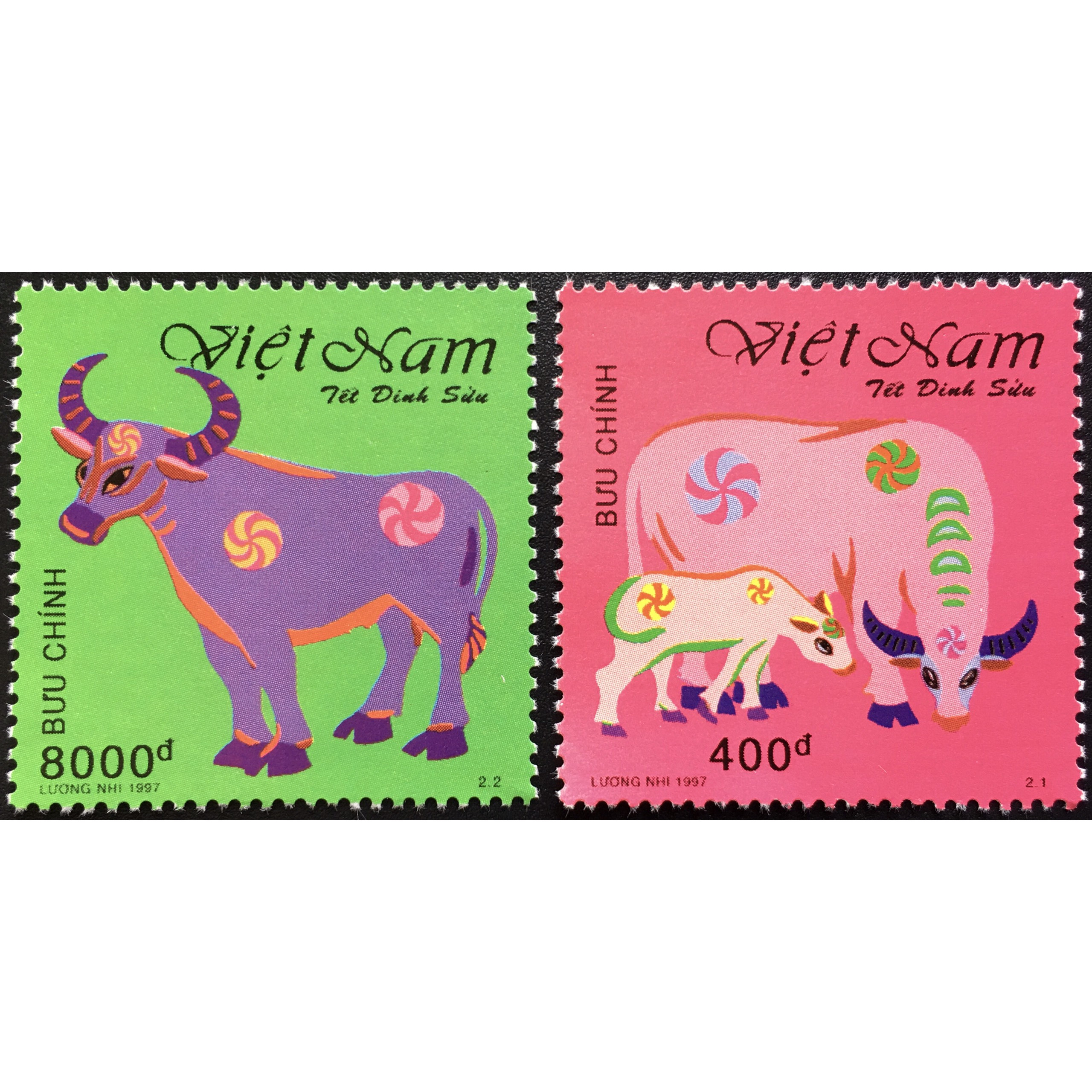 Bộ Tem Sưu Tầm Việt Nam Chủ Đề Tết Đinh Sửu 1997 - 2 Con Stamp