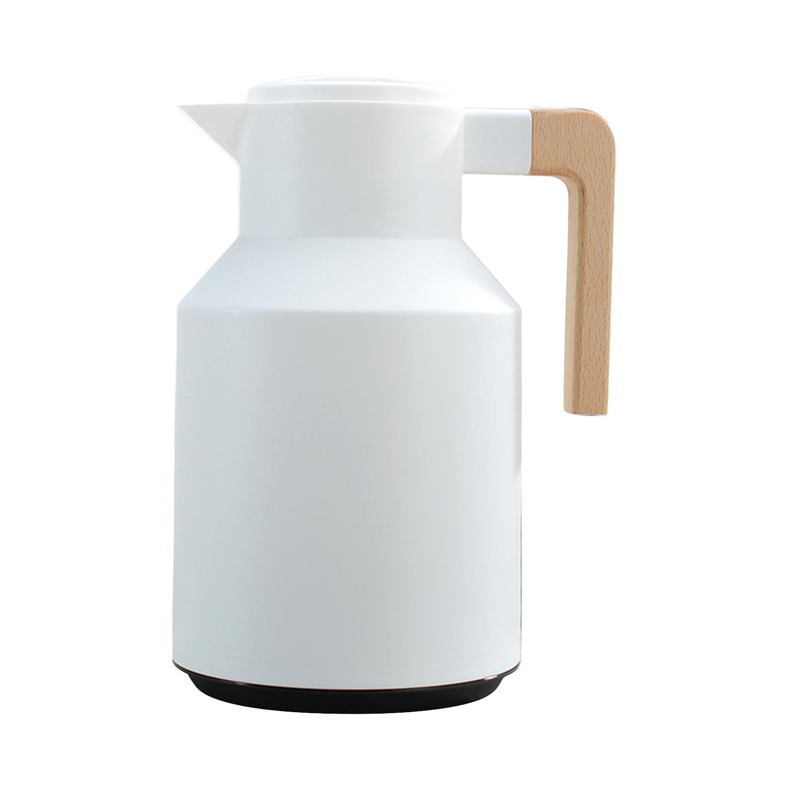1L Thermal Coffee Carafe Double Wall Vacuum Coffee Pot Tea Carafe Thermos Pot Wood Handle Water Kettle Insulated Flask
