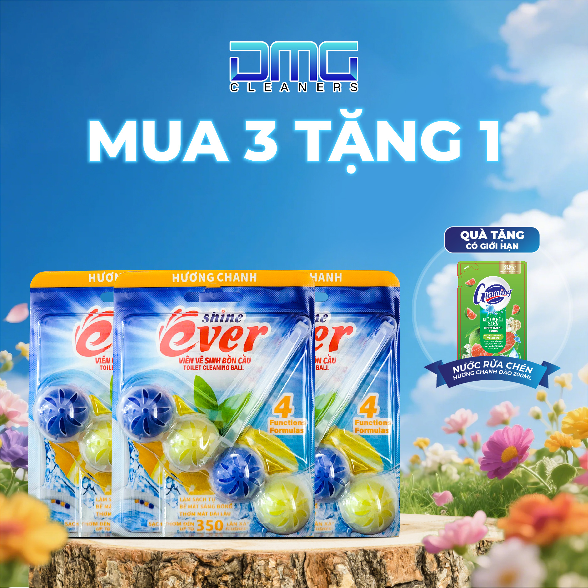 MUA 3 TẶNG 1: Combo 3 Viên Treo Bồn Cầu Evershine Hương Chanh TẶNG 1 Túi Nước Rửa Chén Bát Hương Chanh Đào 200ml - 2
