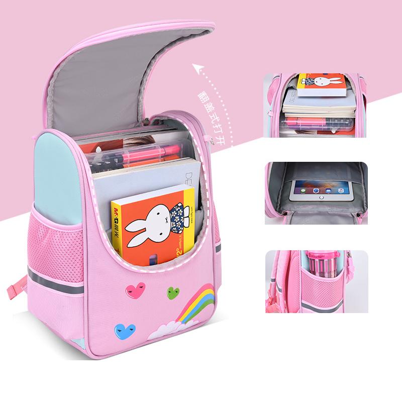 Cô Gái Học Túi Con Hồng Kỳ Lân Nylon In Hình Ba Lô Học Sinh Mẫu Nữ Dễ Thương Trẻ Em Schoolbag Chống Nước Kid