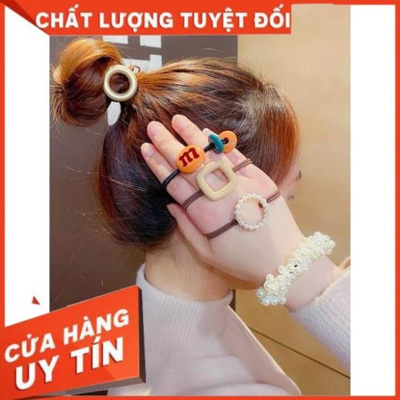 Dây buộc tóc set 20 chun buộc tóc túi nhựa trong mix nhiều hình dễ thương