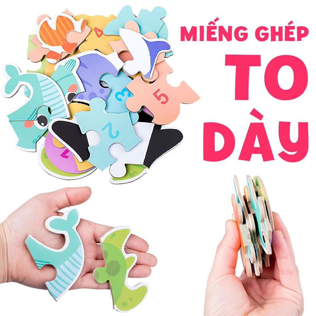 Đồ chơi xếp hình puzzle ghép hình 3-6 mảnh to hộp thiếc đẹp cho bé tập ghép