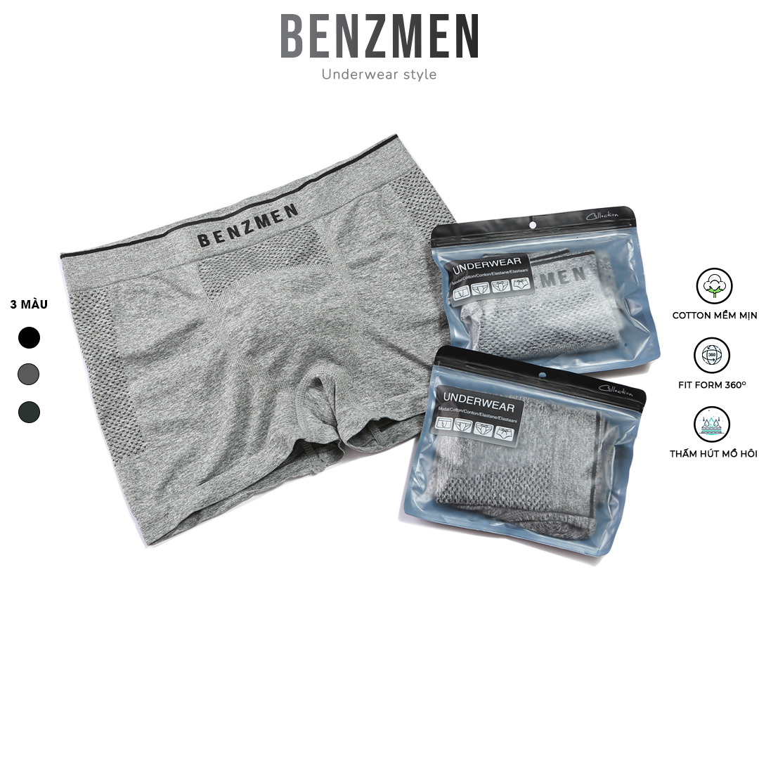 COMBO 5 Quần Sịp Boxer Nam Cao Cấp Benzmen Dệt Từ Chất Liệu Polyamide kết hợp Spandex Thoáng Mát Co Giãn 4 Chiều, Kháng Khuẩn Và Khử Mùi Mồ Hôi BX01