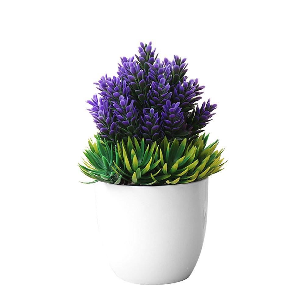 Chậu hoa giả để bàn trang trí, để kệ tủ độc đáo 20x12cm  kèm chậu nhựa