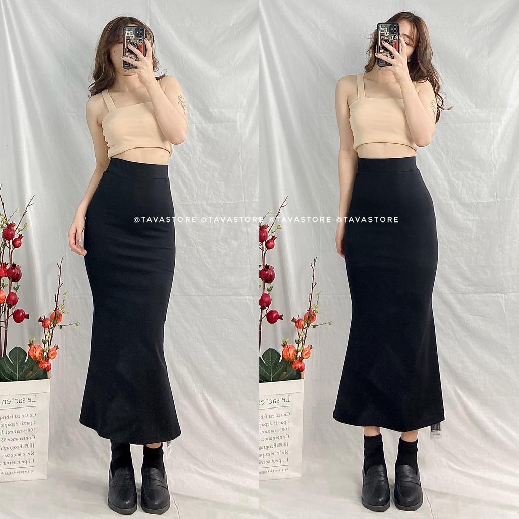 Chân váy dài loe thun