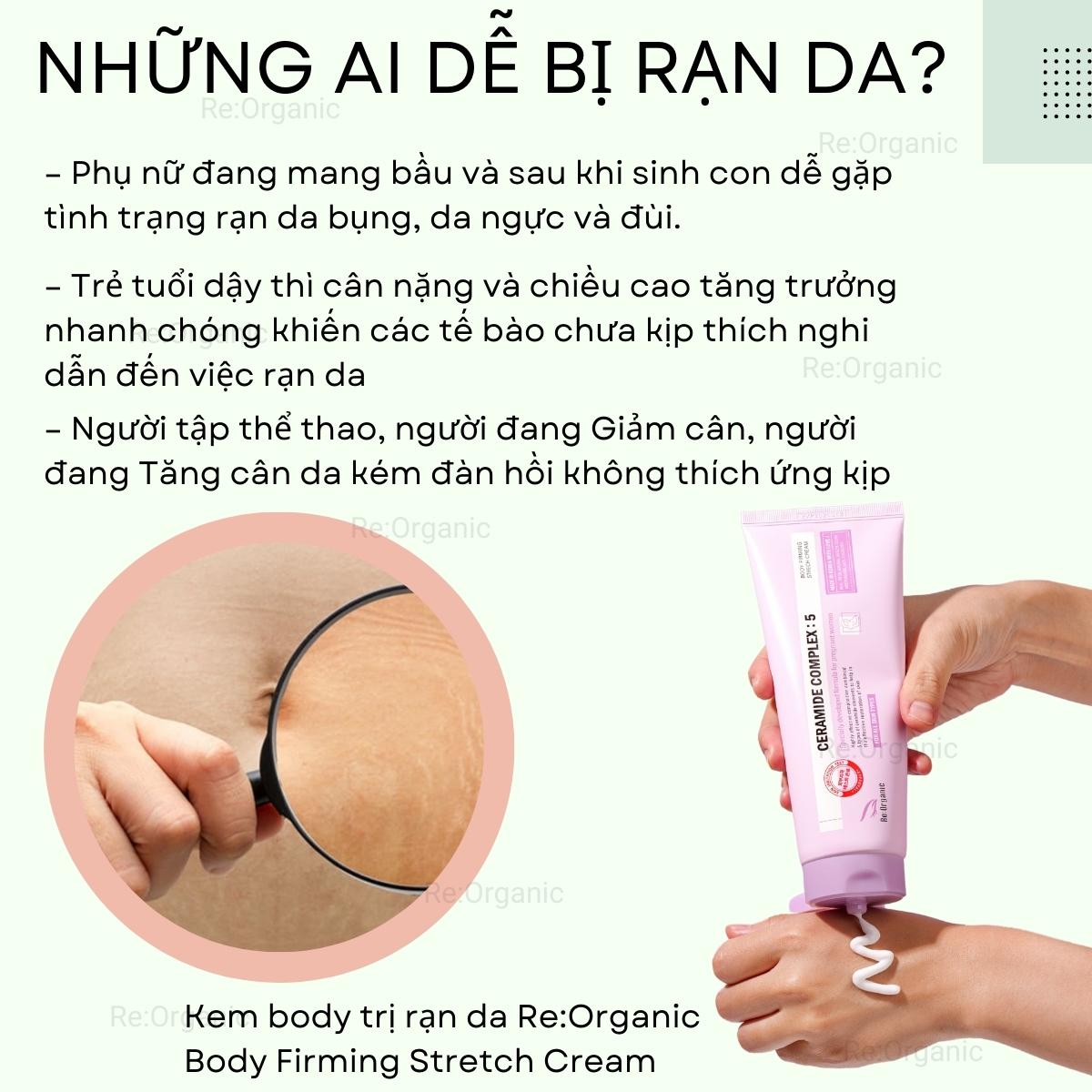 Kem body trị rạn da, dưỡng trắng giảm nếp nhăn – Re:Organic Body Firming Stretch Cream 200ml