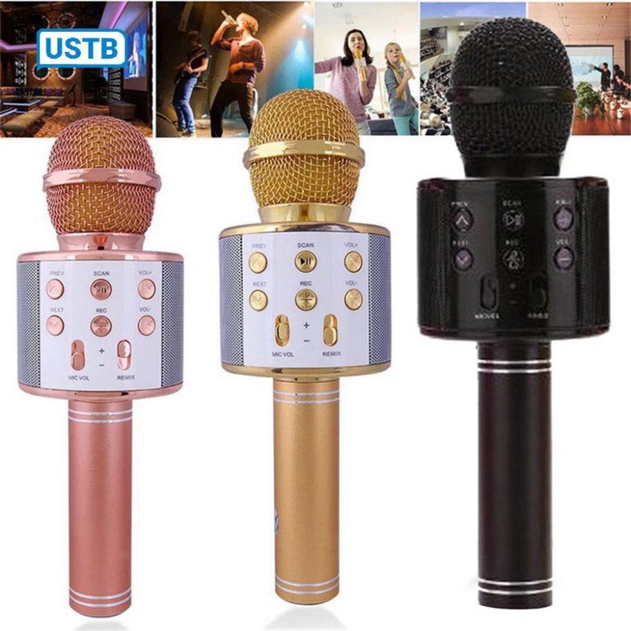 Micro hát karaoke kết nối bluetooth không dây WS-858 - Mic karaok bluetooth cổng sạc USB thích hợp giải trí dịp sinh nh