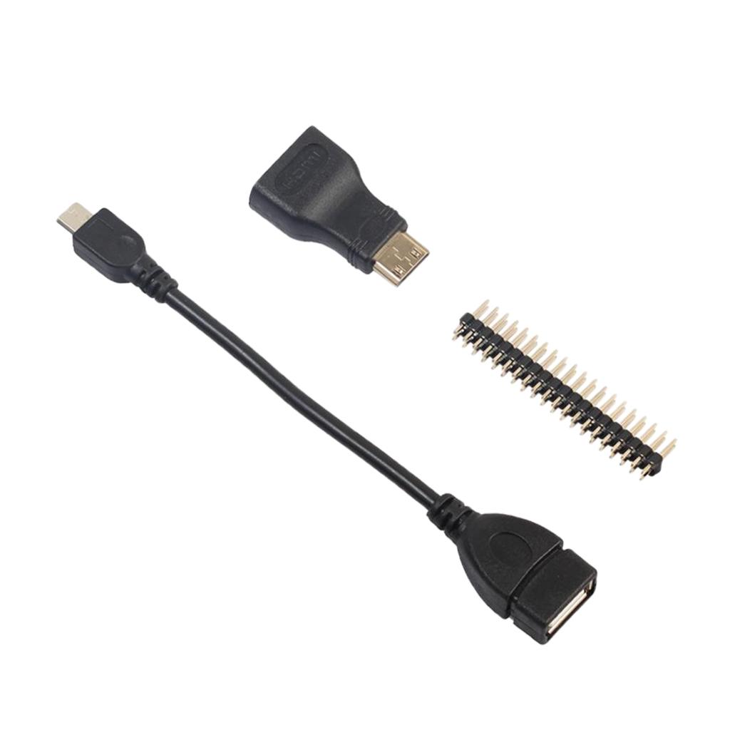 Raspberry Pi Zero Kit Mini HDMI To HDMI Adapter+Micro USB Cable+GPIO Header