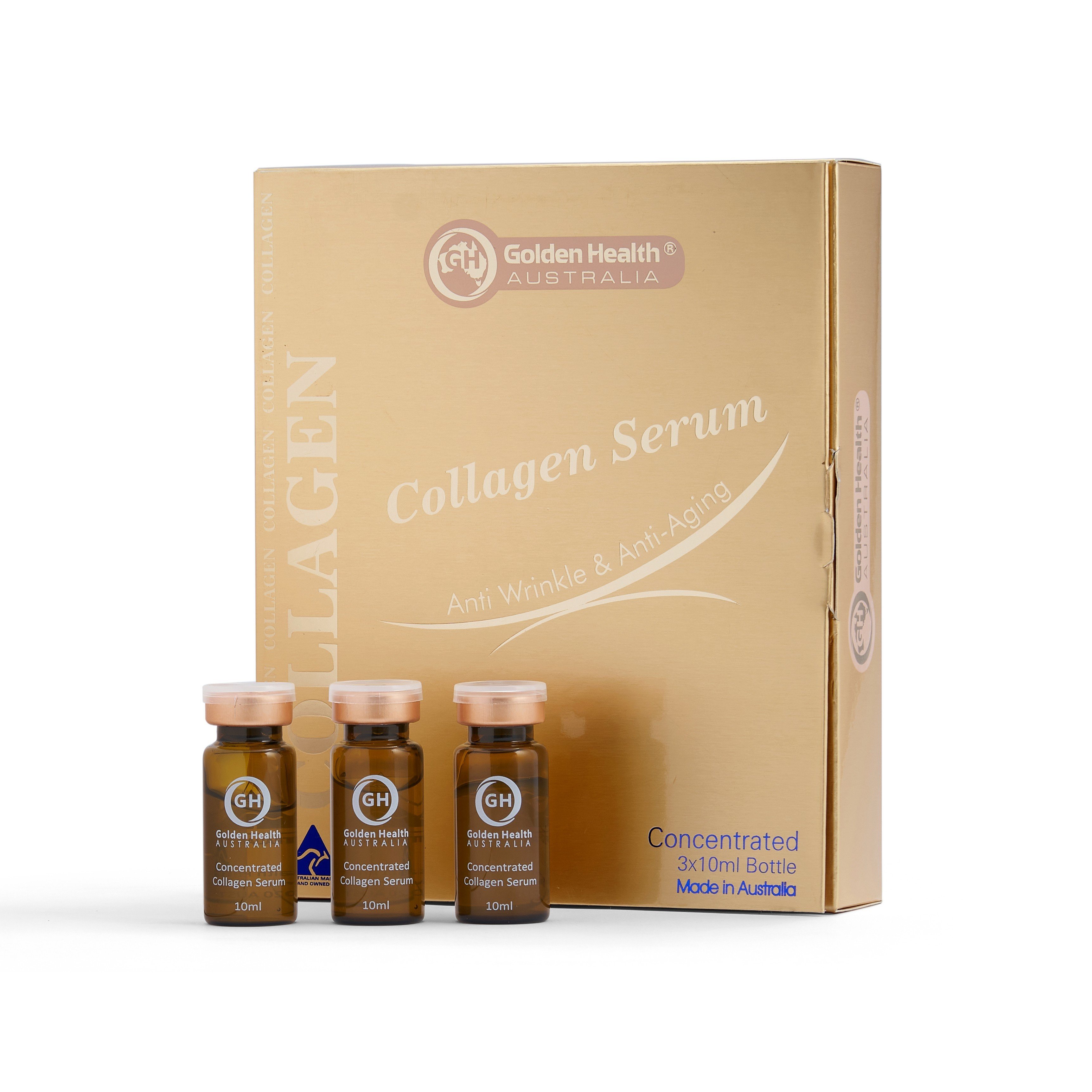 [GOLDEN HEALTH] Serum Collagen Giúp Dưỡng Trắng Da, Làm Mờ Vết Nhăn, Chống Lão Hóa, Cải Thiện Sắc Tố Da - Hộp 3 lọ x 10ml