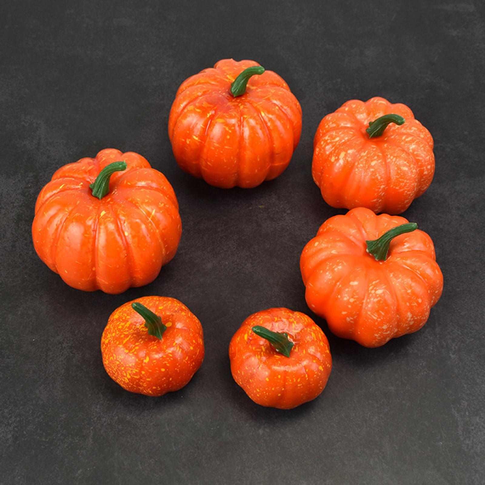 6 Pieces Fake Pumpkins Model Fake Foam Pumpkins for Halloween Fireplace Fall