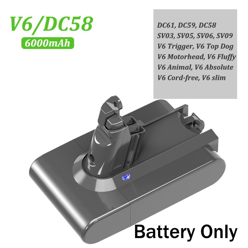 6000mAh cho Dyson V6 V7 V8 V10 Sạc Bateria SV10 SV11 SV12 SV09 Máy Hút Bụi Pin DC58 Pin dành cho Pin Sony Cel Color: V6 6.0Ah