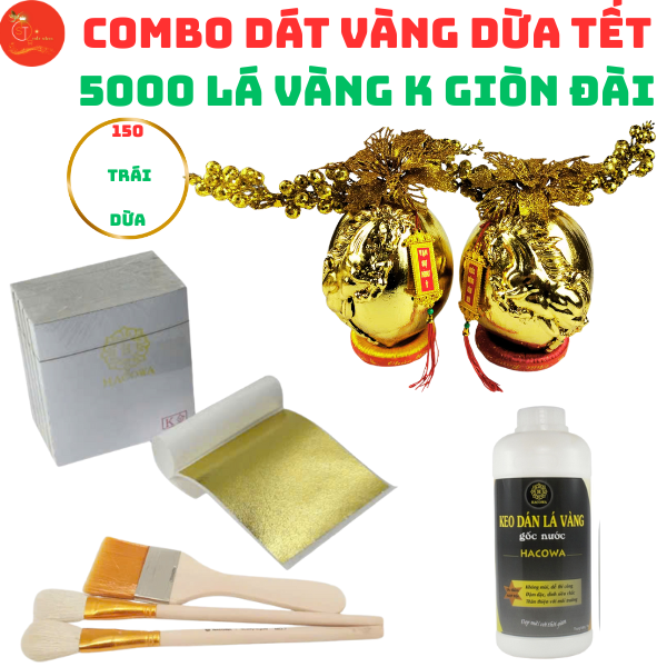 [DÁT VÀNG DỪA ĐẸP NHẤT] Combo Dát vàng 150 trái dừa chưng Tết 5000 lá K GIÒN ĐÀI đẹp nhất trong các loại lá dát vàng